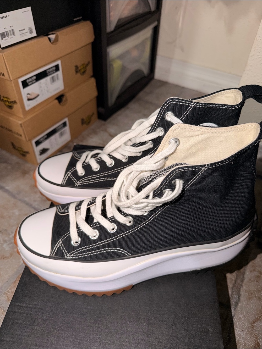 Converse Black and White High-Top Platform Sneakers